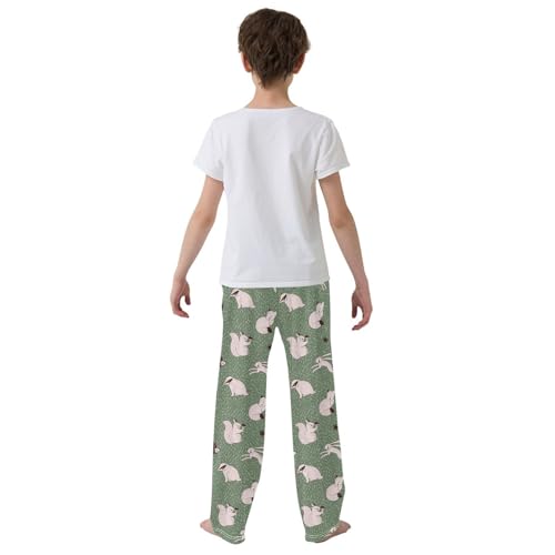 ZZXXB Hedgehog Bunny Boys Long Pants Soft Trousers Elastic Waist Kids Lounge Bottoms with Pockets S-XL3