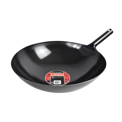 A-to-Z Supply IRJWC302 Japanese Jin-Ping Wok, 16" Dia., 4-3/4" deep, with 7-1/8" of Reinforced sandwiched Welding, Extra Strength Steel