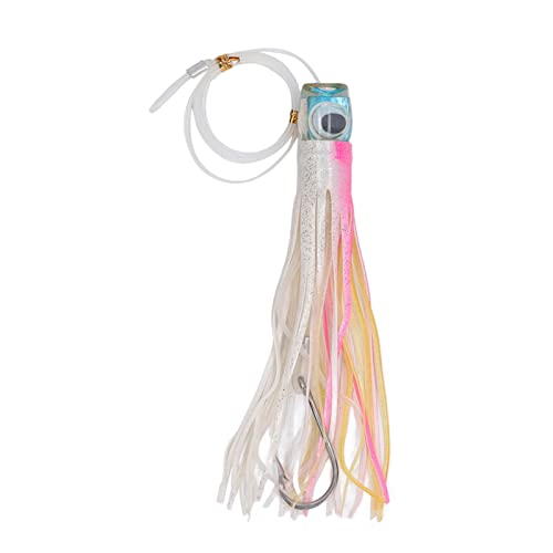 Yuecoom Señuelo Pesca Curricán, señuelos Pesca mar Cebo Artificial para Pesca en Alta mar,señuelos de Pesca,Suave para Pesca Al Curricán Cebo De Pesca Realista para Agua Salada (02#)