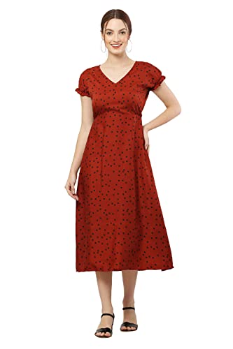 Image of Women's Frock Suit Synthetic Crepe Fabric Light Weight Polka Dot One Piece Stylist Dress