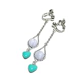 ブルーレースアゲート イヤリング ハート ロング 空色縞瑪瑙 銀色 シルバーカラー ガールズチャーム HERAT スイング ブルーレースアゲート イヤリング ハート ロング 空色縞瑪瑙 銀色 シルバーカラー ガールズチャーム HERAT スイング