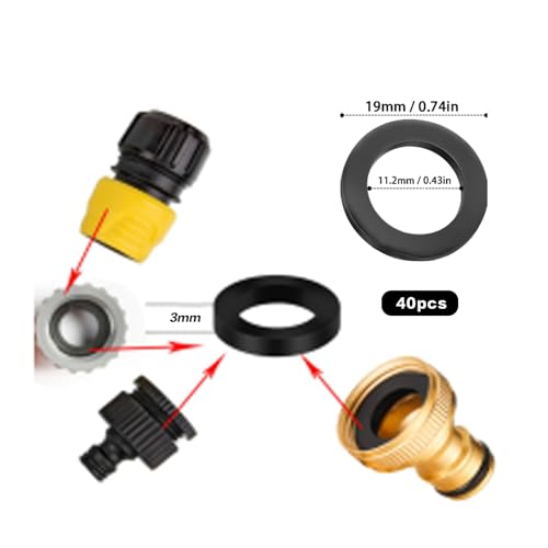 40 STK Flachdichtungen Dichtung, 1/2 Zoll Dichtungsringe, Gummidichtungen Sanitär 1/2 Zoll, Wasserhahn Dichtungen, Duschschlauch Unterlegscheiben, Duschkopf Waschbecken O-Ringe Gummi.