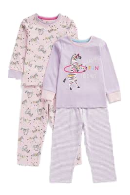 MothercareGirls EA282 Fun Zebra Pyjamas - 2 Pack