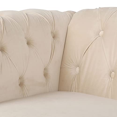 Sillón Chesterfield Plegable Beige miniatura 5