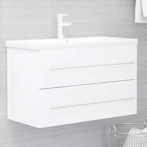 Xichuzi Armario para Lavabo Madera contrachapada Blanco 80x38,5x48 cm, Armario Baño, Mueble Bajo Lavabo, Mueble Baño, Muebles para Lavabo - 804701