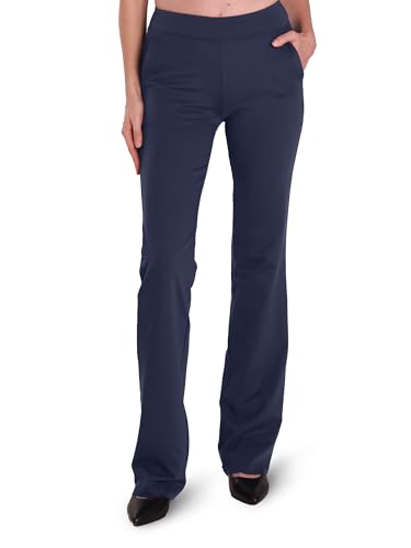 Safort Pantaloni da Yoga da Donna Alte Pantaloni della Tuta a Zampa Comodi Leggings con Tasche, Blu, XXL