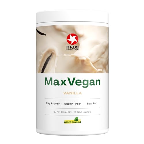 MaxiNutrition Vegan Proteinpulver Vanille 420g, veganes Eiweißpulver aus Erbsen- & Mandelprotein, frei von Soja & ohne künstliche Aromen, ergibt 14 Protein-Shakes mit 23g Protein, Made in Germany