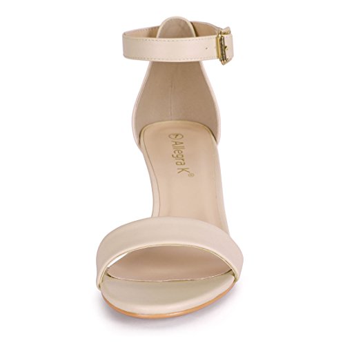Allegra K Allegra K Women Open Toe Kitten Heeled Ankle Strap Beige Sandals 6 M US
