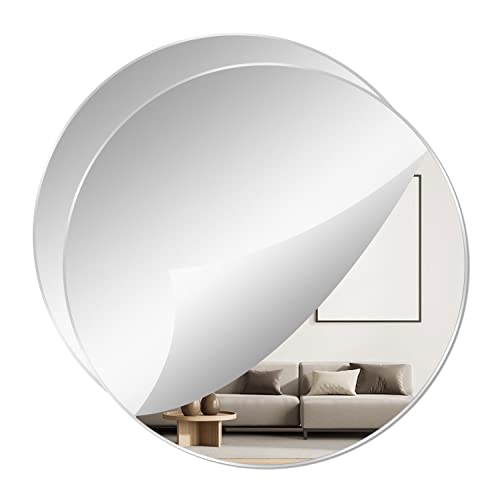 DARENYI Miroir carrelage acrylique rond 9.44" flexible 2 pcs