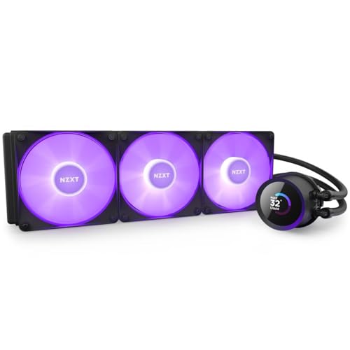 Image of NZXT Kraken 360 RGB - RL-KR360-B1-360mm AIO CPU Liquid Cooler - Customizable 1.54 inch Square LCD Display for Images, Performance Metrics and More - 3 x F120 RGB Core Fans - Black