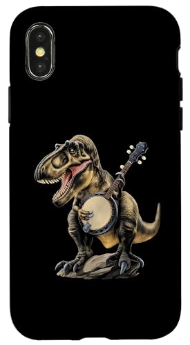 Hülle für iPhone X/XS T-Rex Tyrannosaurus Rex Dinosaurier spielt Banjo Bluegrass