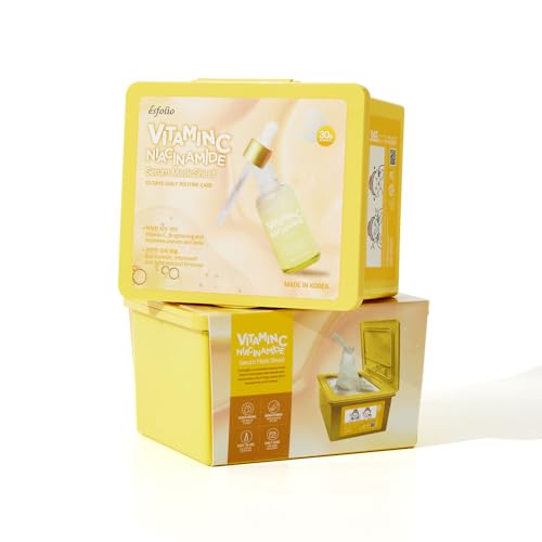 Image of esfolio Made in Korea Niacinamide 30 Sheets Pure Skin Facial Mask - Niacinamide with Black Bean Essence Hydrating Face Mask for Smooth, Soft, Firm, and Supple Looking Skin - Korean Daily Sheet Mask