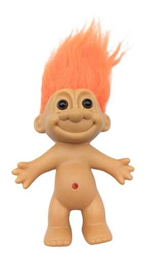 Troll Doll Collectible Good Luck 1990s Orange Hair 5 inch Gemstone Belly