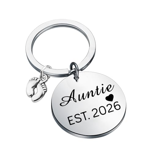 Porte-clés Auntie EST 2025 en acier cadeau pour future tante