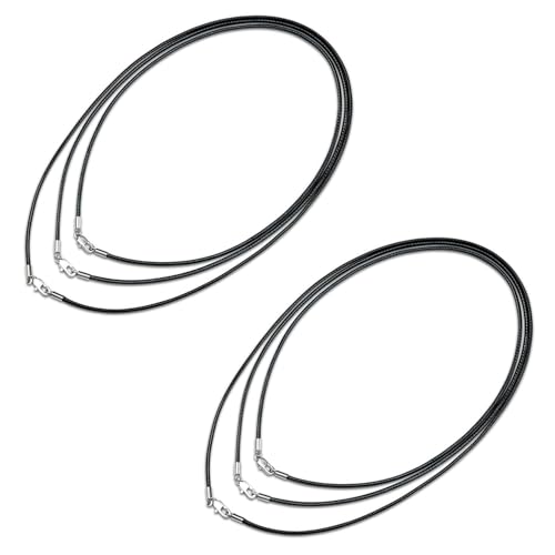 QZKJQDD 6 Stück Lederband für Kette, 2mm Lederband Halskette, Armband Lederkette Herren, Lederbänder für Ketten, Lederhalsband Damen,Lederkette mit Karabinerverschluss für Männer Herren(45/55/70CM)