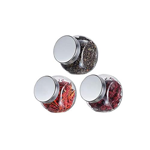 Pots à épices en verre, Pots d'assaisonnement 3 pots à épices en verre, avec couvercles shaker et bouchons hermétiques, taille: 10,5 * 10,5 cm, capacité: 450