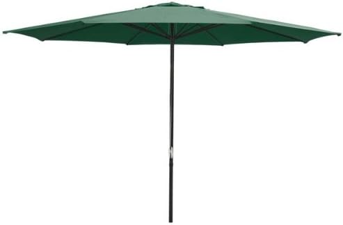 Oversized Green 13 Feet Diameter Round Outdoor Patio Umbrella w/ Pulley Steel Pole 9 1/10' Height UV Block Waterproof