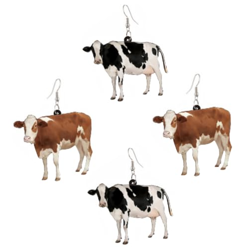 Boucles d'oreilles vache pour femme et collier de cow-girl, lot de bijoux fantaisie animaux