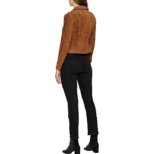 HOT Women's Genuine Sheepskin Pure Suede Leather Jacket Biker Fashion Coat Brown WSP0063