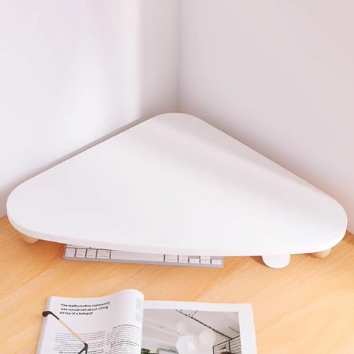 Support de moniteur triangulaire blanc pour un bureau d'angle épuré