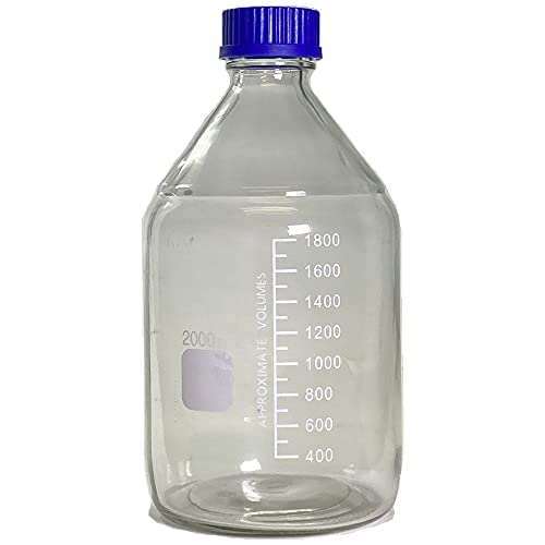 2000ml Glass Round Media Storage Bottles with GL45 Screw Cap, Borosilicate, Karter Scientific (Single)