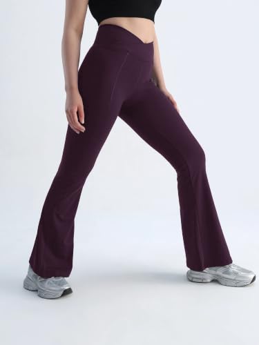 Image of CAVA Extra Tall Hourglass Flared Leggings for Women | V Waistband, Anti Camel Toe Design, Extra Tall Fit, Flared Bottoms, Deep Pockets, Sculpting Stretch Fabric