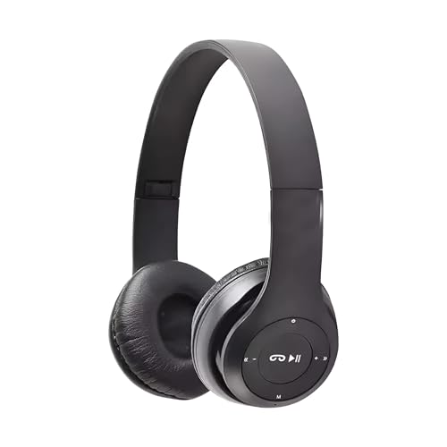 SterlingEdge P47 Wireless Bluetooth Headphones, HiFi Stereo Over Ear Headset Noise Cancelling Sports Foldable Earphones for Home Travel Office (Black)
