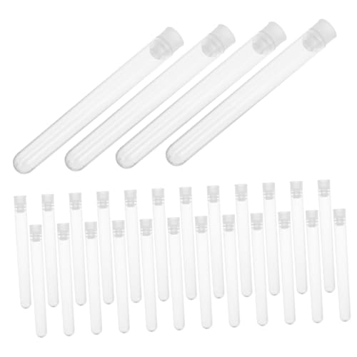 FUNOMOCYA 50pcs Single-use Test Tubes Solid Storage Test Tubes Transparent Plastic Test Tubes Container Sturdy Test Tubes