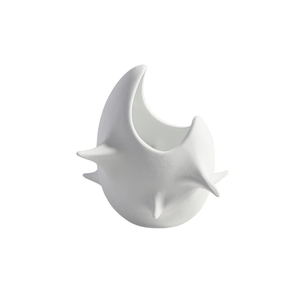 Vase en céramique blanc de 21cm au design moderne pour décoration de salon