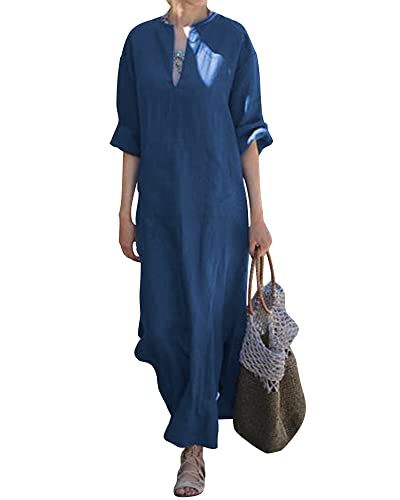 Yaohuole Robes islamiques décontractés à manches longues pour femme, bleu, S Cover