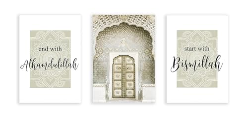 Affiches Musulmanes Décor de Salon Toile Beige Sans Cadre 3 Pcs
