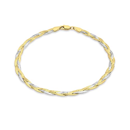 Bracelet Herringbone 3 brins or 9 ct bicolore Carissima bijou élégant style quotidien