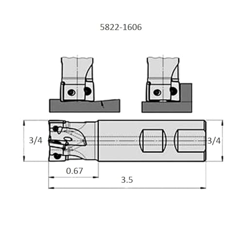 Image of HHIP 5822-1606 Square Shoulder Coolant-Thru Indexable End Mill, 3 /4 inch Cutter Diameter, 3 /4 inch Shank, 3 Flute, 0.67 inch Flute Length, 3.50 inch OAL, 3 /4 inch Cutter Diameter