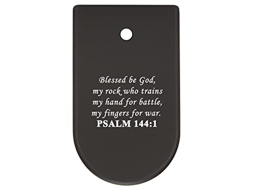 NDZ Performance Magazine Floor Base Plate Finger Extension for CZ P10 Models P10 S, P10 SC, P10 C, & P10 F 9mm Laser Engraved in Black - Bible Psalm 144:1