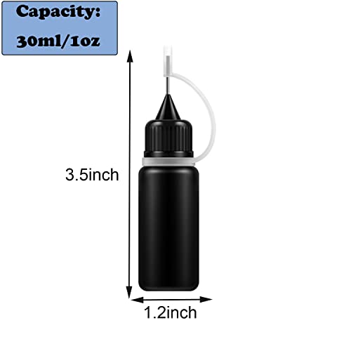 1 Ounce Black Needle Tip Glue Bottle, Tip Applicator Bottle With 2 Funnel, For Glue,Liquid,Oil, Diy Crafts Etc, 6 Pcs. #TOP1