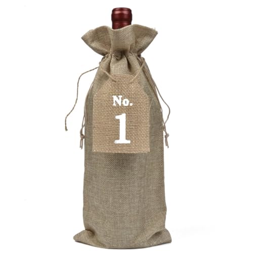 Bolsas de vino de arpillera con cordón y etiquetas para botellas CHILDWEET ideal decoración boda 4