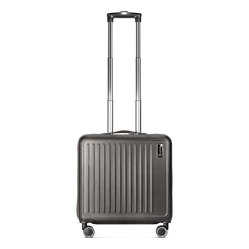 Image of Dusky Hard Top Trolley Bag 45cm with 15.4 inch Padded Laptop Compartment, 3 Dial Lock, Spinner Wheels, Cabin Size Lightweight Overnighter Travel Luggage Suitcase (Grey)