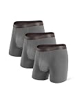 Separatec Men's Boxer Breifs Bamboo Dual Pouch Underwear Shorts Breathable Antibacterial Soft Fitted Underpants with Fly Multi-pack (UK, Alpha, M, Regular, Regular, Grey*3)