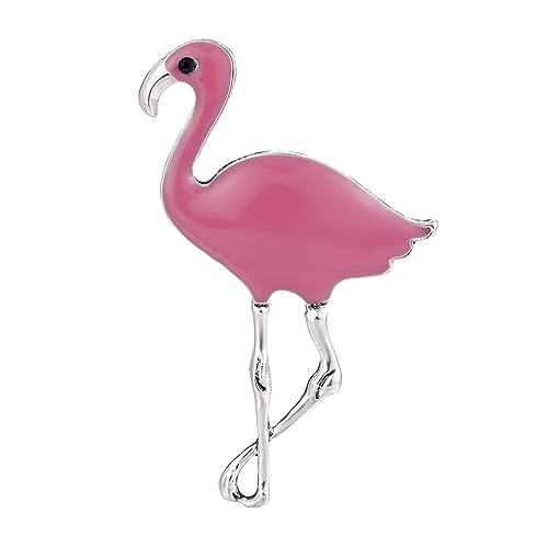 Image of Flamingo Brooch Pin for Women Pink Enamel Lapel Pin Lucky Bird Animal Corsage Badge Pins Accessories Jewelry for Cloth Dress Christmas