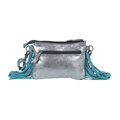MB Genuine Leather Animal Print Silver Teal Turquoise Crossbody Bag with Fringe Women Stylish Ladies Fashion Designer2