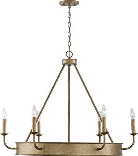 Capital Lighting 449261ML Nole Industrial Mediterranean Grand Chandelier, 6-Light 360 Total Watts, 28" H x 36" W, Mystic Luster