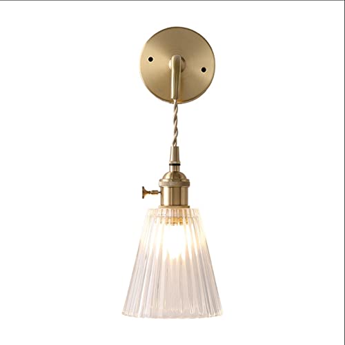 NUHSLF European Wall Light Indoor Living Room Bedside Wall Lamp E27 Light Source Glass Lampshade Wall Lamp Overall Height 11.8