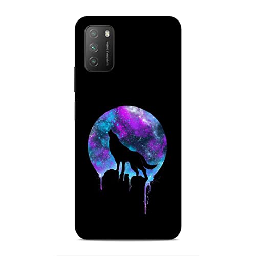 Image of Printed Mobile Back Hard Case Cover for Xiaomi Poco M3 | Wolf, Black Shadow, Multi Stars, Colourful sky-2181