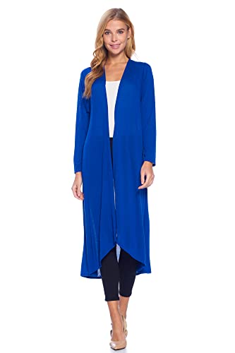 12 Ami Basic Knit Solid Long Sleeve Maxi Cardigan (S-3X) - Made in USA