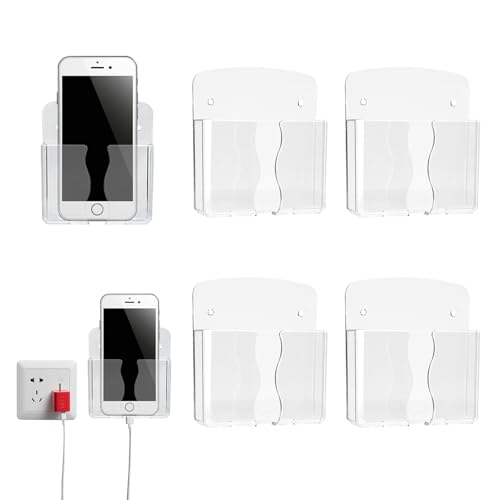 Support de telephone en acrylique transparent auto-adhesif universel pour mur