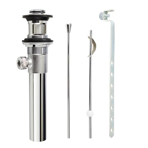 Purelux Bathroom Sink Drain Stopper Assembly with Lift Rod and Overflow, Chrome Finish