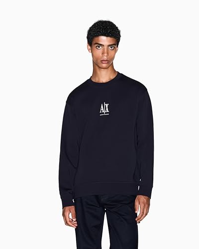 Armani Exchange Men's, Icon project, embroidered logo, crewneck Sweatshirt, Deep navy, XL