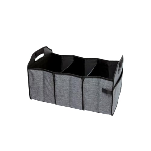 geckobrands Portable Collapsible Shopping Cart & Trunk Organizer Tote - Easy Storage, 3 Compartments with Removable Divider, Exterior Side Pocket, and Sturdy Handles