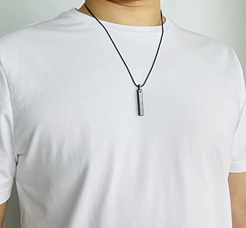 Moo&Lee Men's Tungsten Steel Black Bar Pendant Necklace With 22 Inches Stainless Steel Snake Chain #TOP2