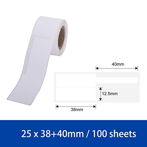 Cable Label Maker Tape 3 Rolls 0.98" X 1.49"+1.57"（25X38+40Mm）Thermal Printer Label Sticker With Self-Adhesive For Detonger Dp23/Dp23S/Dp23P/Dp30S, 1 Roll Of 100 Sheets.（White） #TOP1